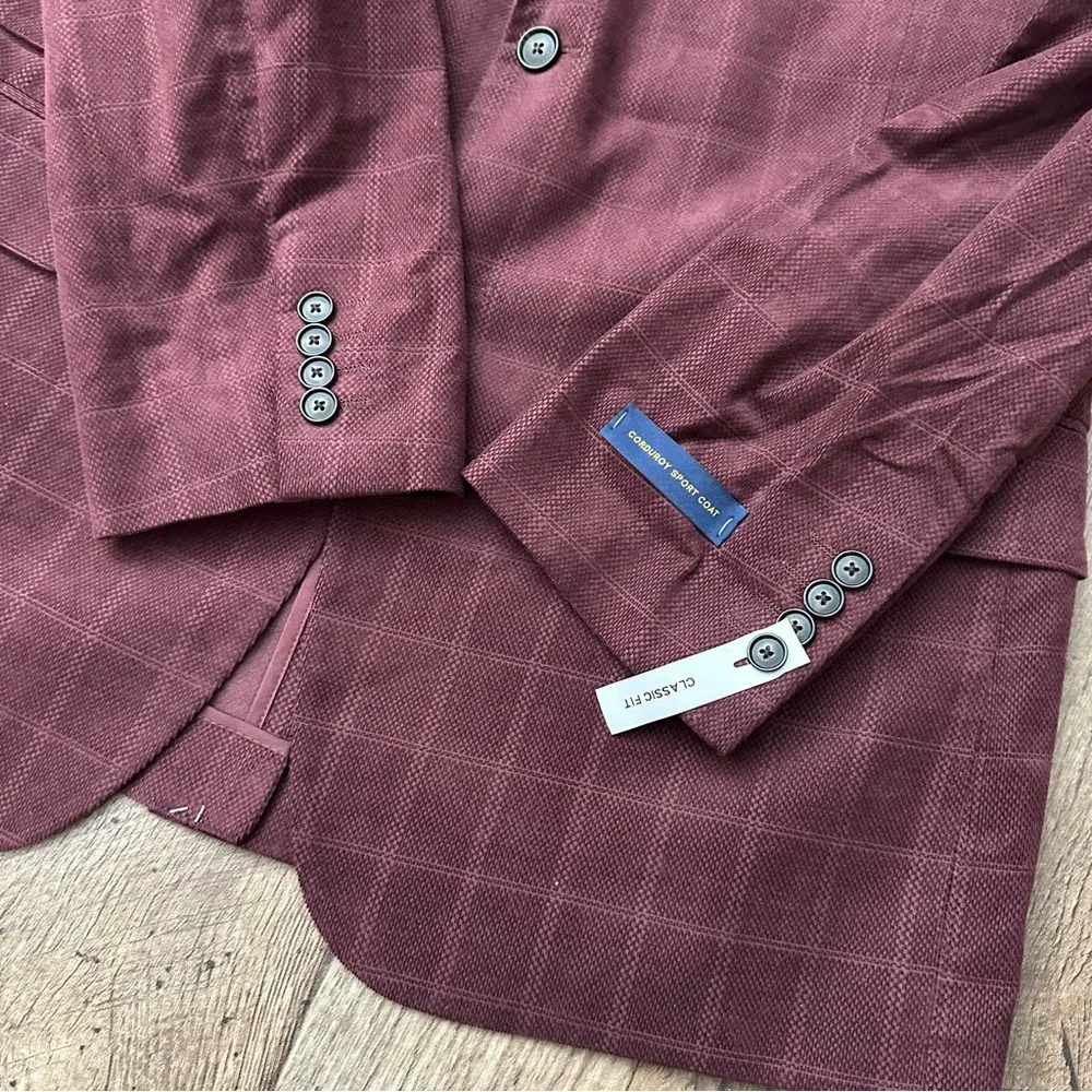 Stafford Sport Coat Classic Corduroy Sport Coat Blazer Men’s Sz 44 Reg Burgundy
